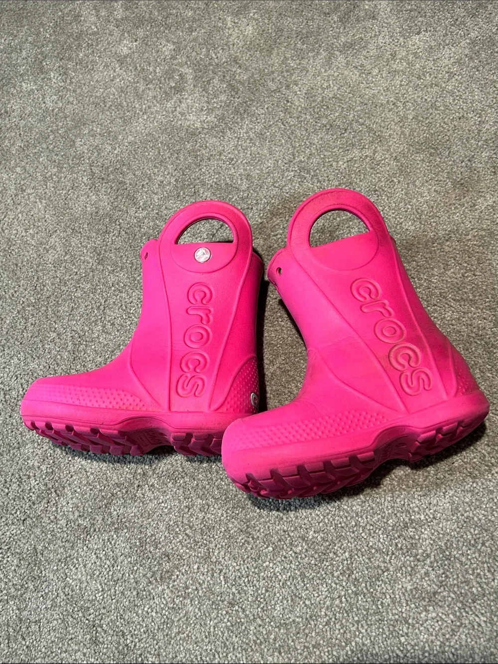 CROCS Kids Bright Pink Pull-On Rain Boots